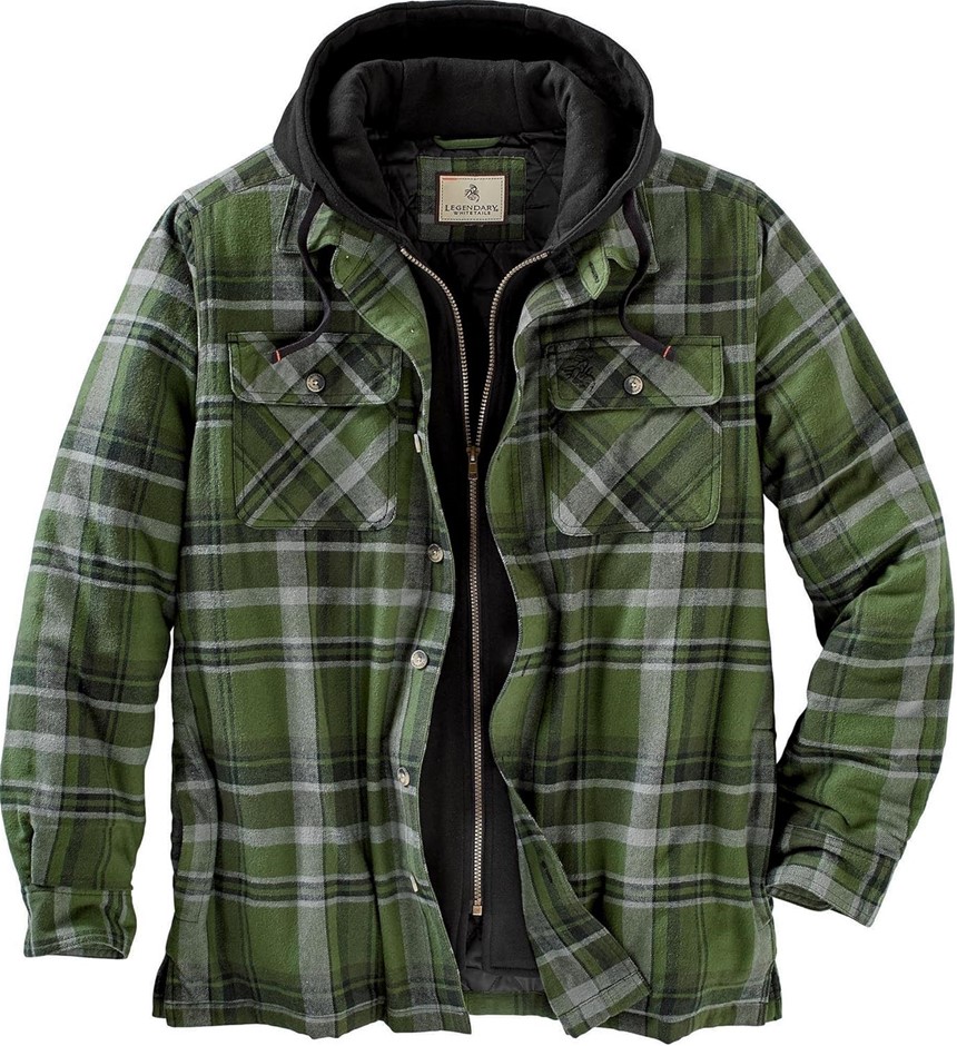 LEGENDARY WHITETAILS Men's Maplewood Hooded Shirt Jacket, Sie 4XLT Army Gre