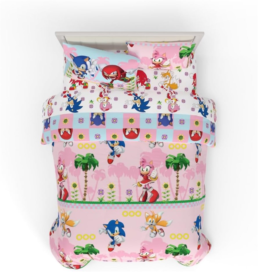 7pcs x Franco Sonic The Hedgehog Girl Anime Kids Bedding Sheet Set with Sha