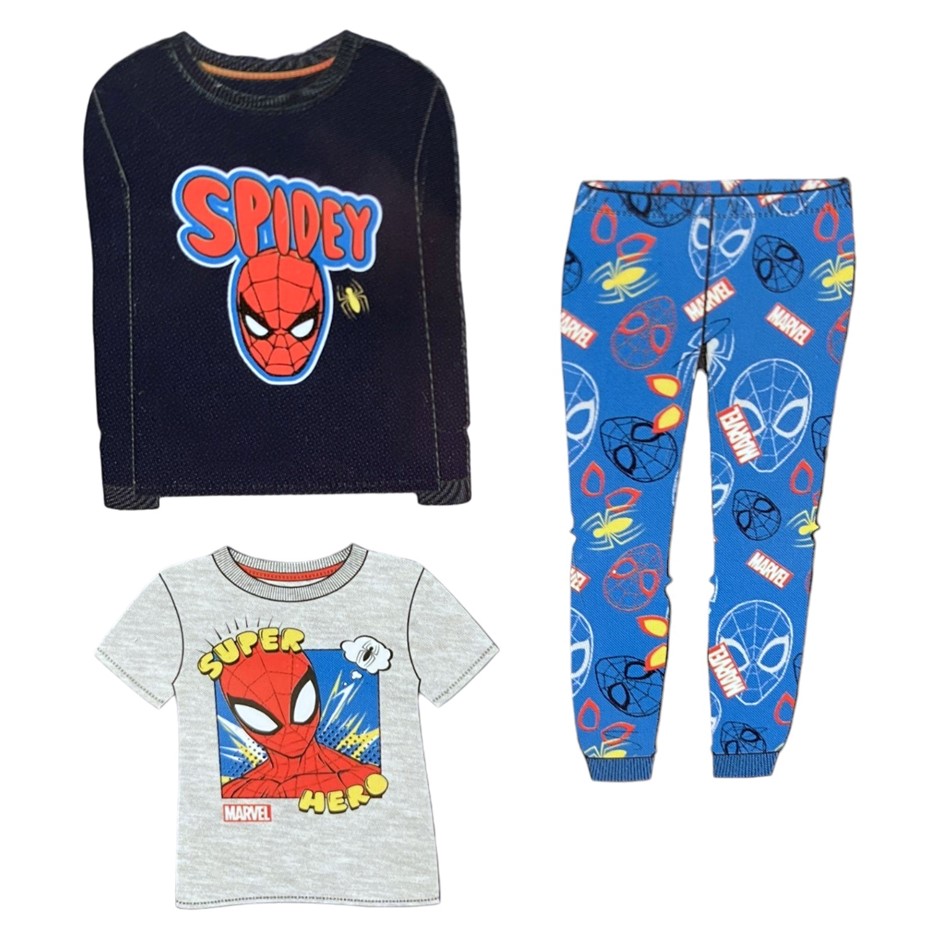 3pc MARVEL Spider-Man Kids' Sleep Set, Size 5, Navy, Incl: Fleece Top, Tee
