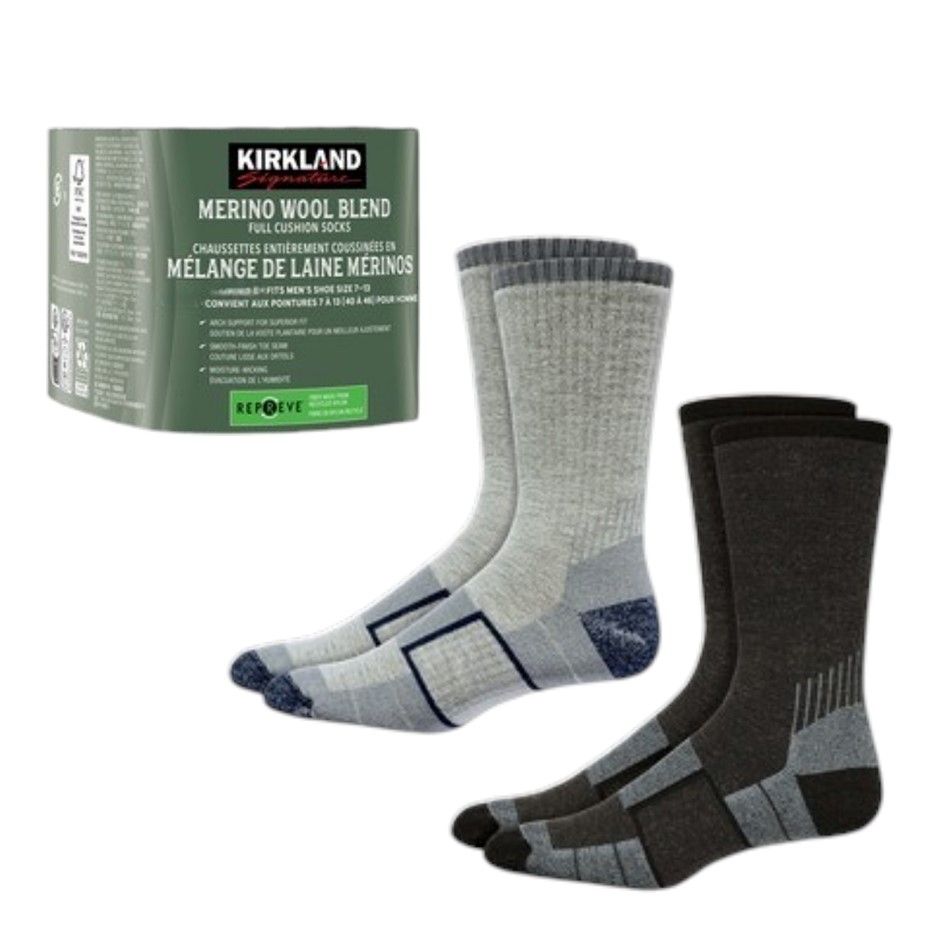 6 Pairs x SIGNATURE Men's Merino Wool Blend Full Cushion Socks, Shoe Size 7