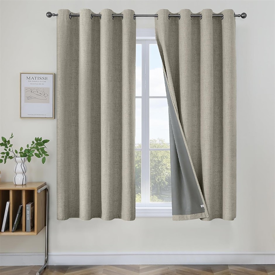 JOYDECO Blackout Curtains 63 Inches Long 2 Panels Burg (W42 x L63 Inch, Lin
