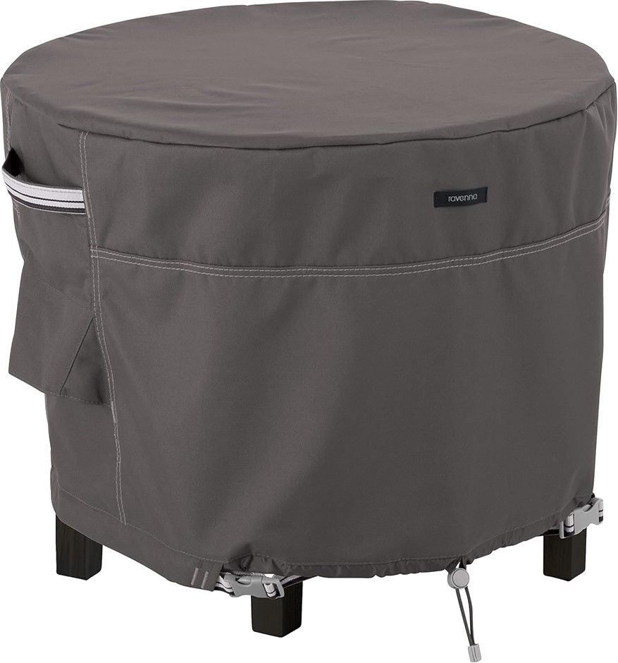 CLASSIC ACCESSORIES Ravenna Round Patio Ottoman/Side Table Cover, Large