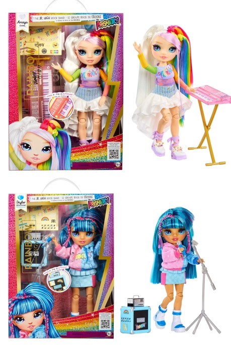 2 x RAINBOW Academy Jr Dolls: 1 X Rainbow High Jr High Rock Band - Skyler,