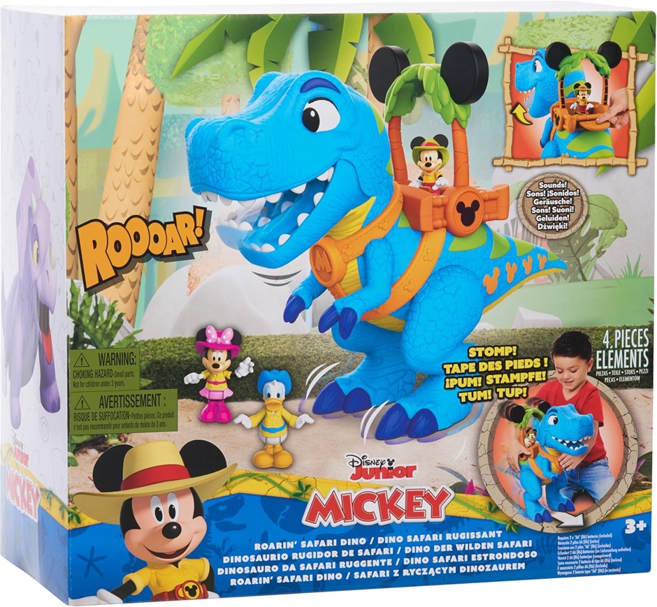 MICKEY MOUSE Giant Roarin' Dinosaur Toy, Includes 3 Figurines. NB: Slightly