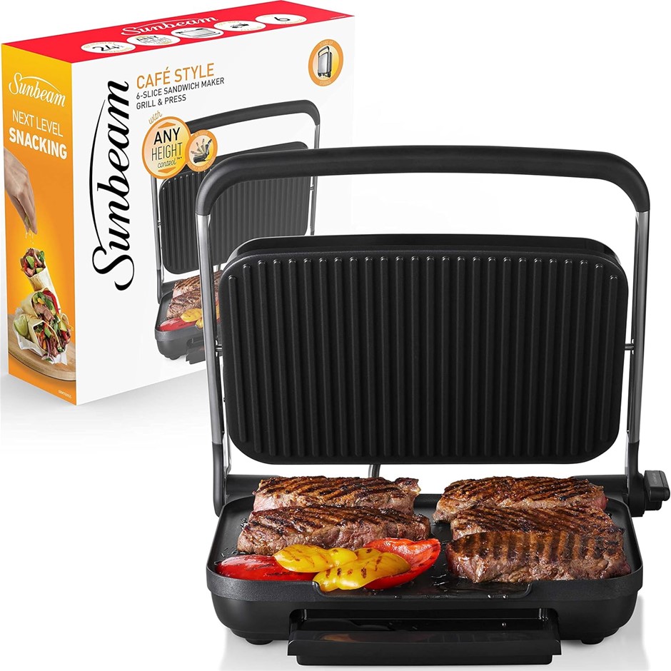 SUNBEAM Cafe Style 6 Slice Sandwich Press.