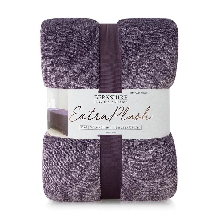 BERKSHIRE Heathered Plush Blanket, King, 284 x 234 cm, Purple.