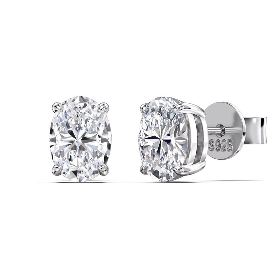 0.8ct Oval Lab Created Moissanite 925 Sterling Silver Earrings