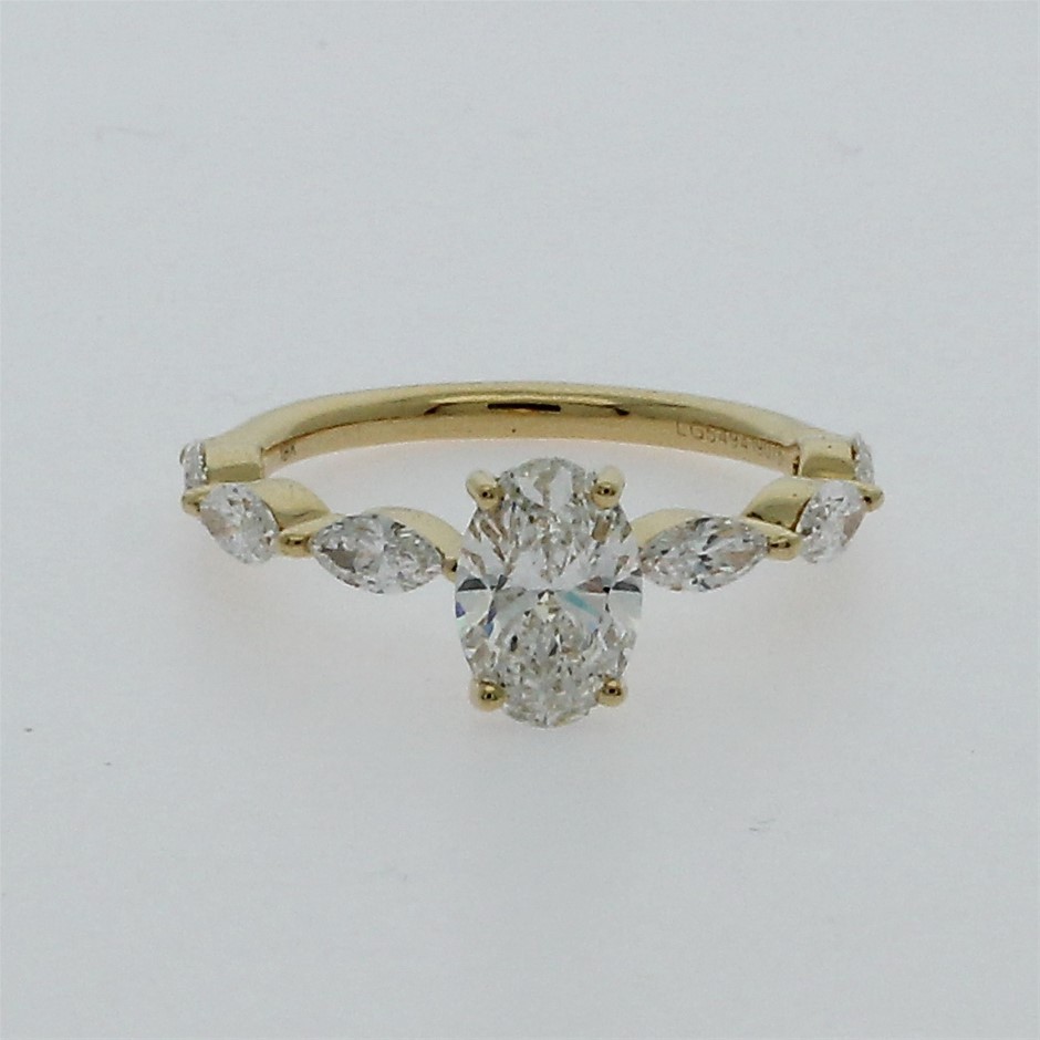 1.88 Carats Diamond Engagement ring IGI certified made in 18K yellow gold