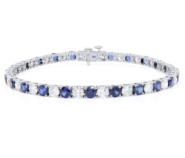 9.46 Carats white gold lab grown diamond & Sapphire tennis bracelet (Stam