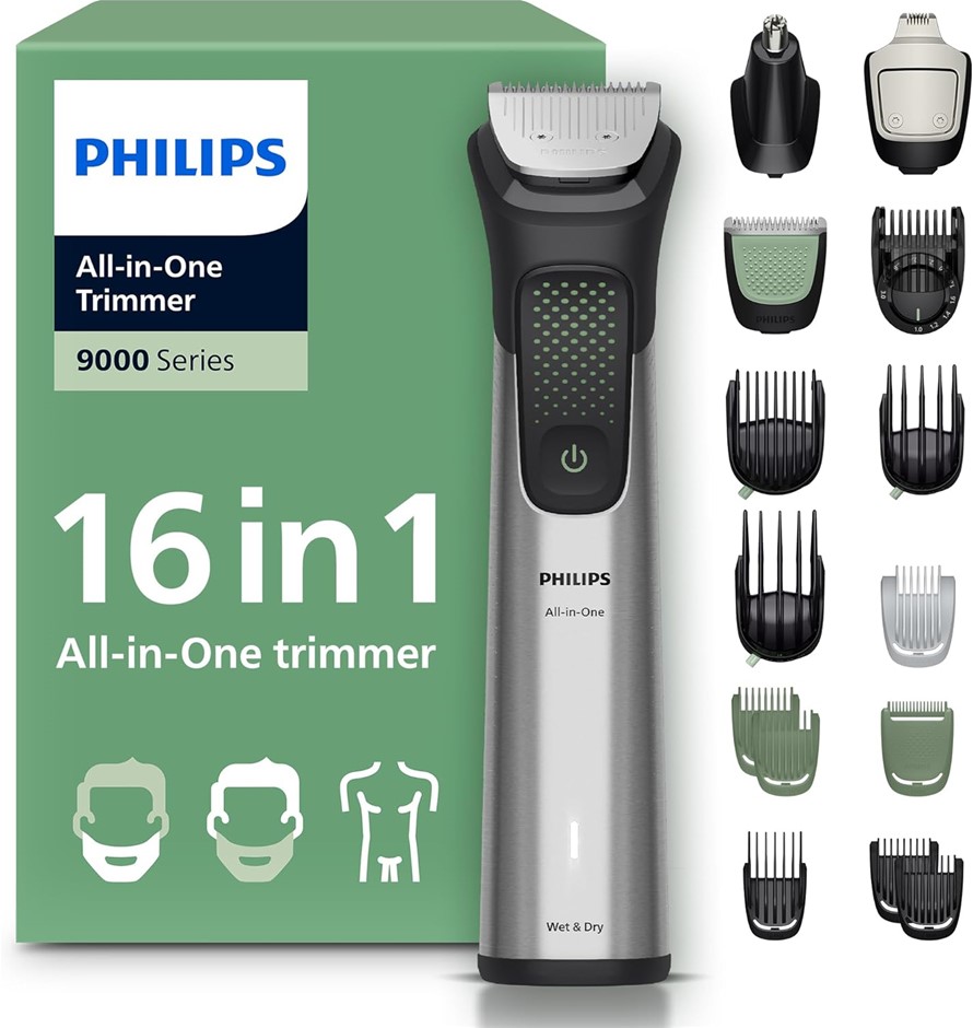 Philips Multigroom 9000 Series All-in-One 16-Piece Trimmer, Shaver & Clippe