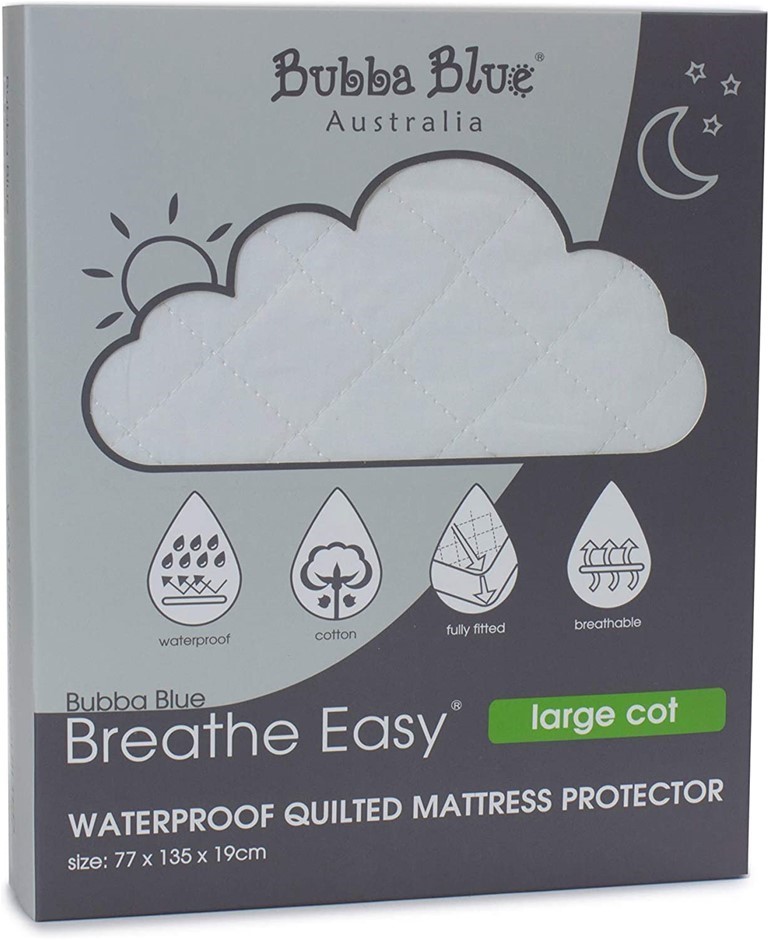 BUBBA BLUE Breathe Easy Waterproof Quilted Mattress Protector, Size: Large