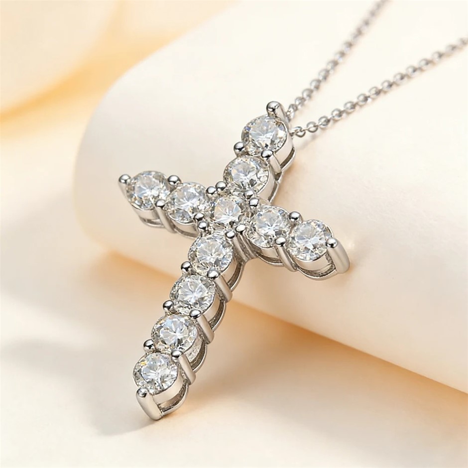 14k Gold Filled GRA CERTIFIED Moissanite Cross Pendant