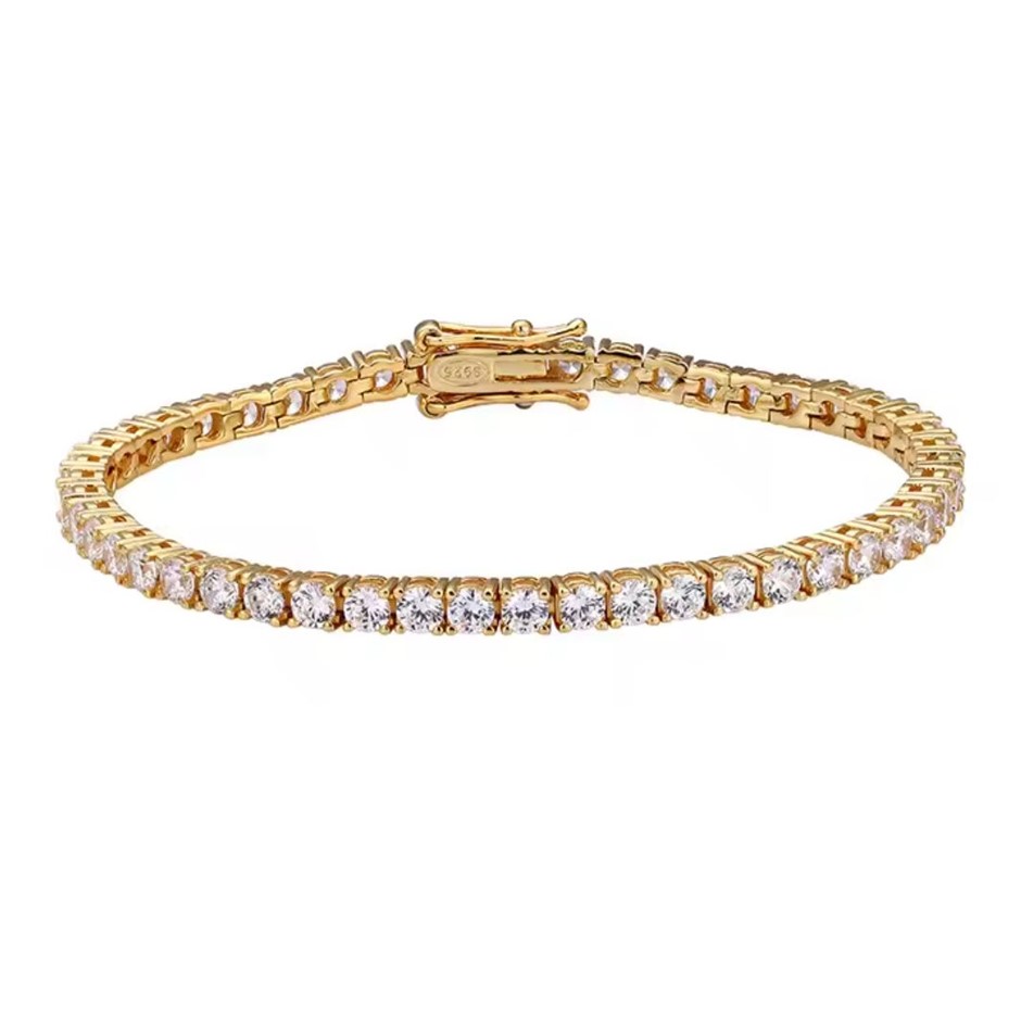 18k Gold-plated Sterling Silver Moissanite Tennis Bracelet