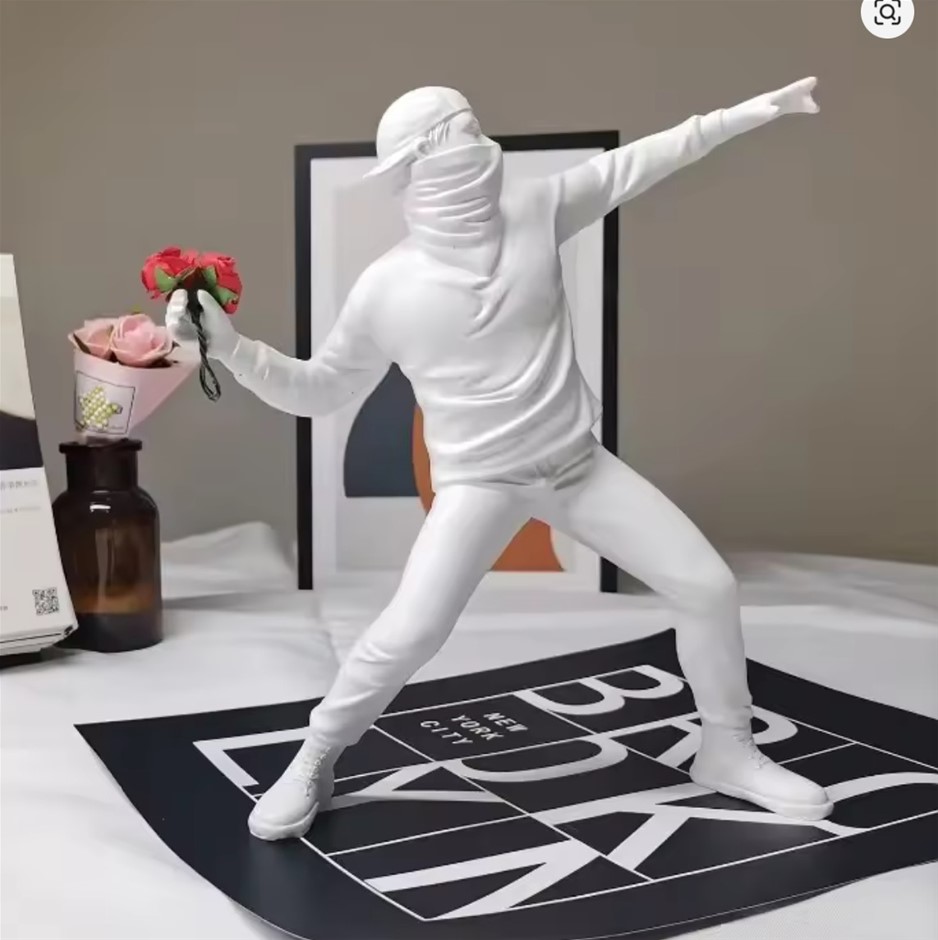 Banksy (After) Flower Thrower Statue  - White