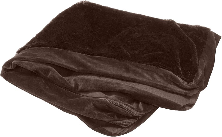 FURHAVEN  Plush & Velvet L Shaped Dog Bed Replacement Cover - Sable Brown,