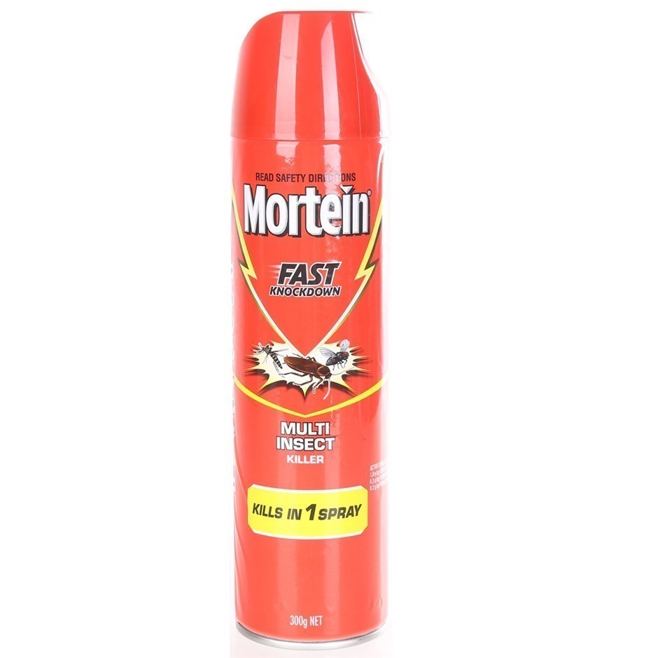 3 x MORTEIN Multi Insect Killer, Fast Knockdown, 300g. NB: 2 x caps missing
