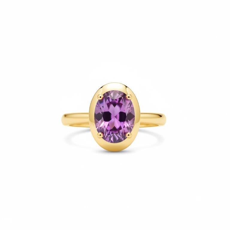 18K/Italy 4.0ct Purple Oval Cut Yellow Gold Filled Ring(stamped)-9US-Bonus
