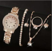 6-Piece Jewellery Set.Watch, Necklace, Bracelet, Ring & Earrings(W/ Box)