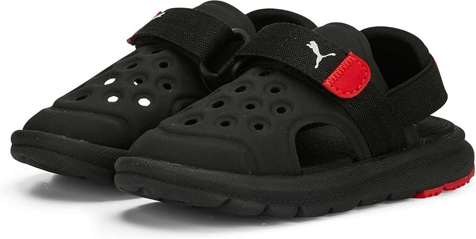 PUMA Kid's Evolve Sandal Alternate Closure Sandal, Black/White/For All Time