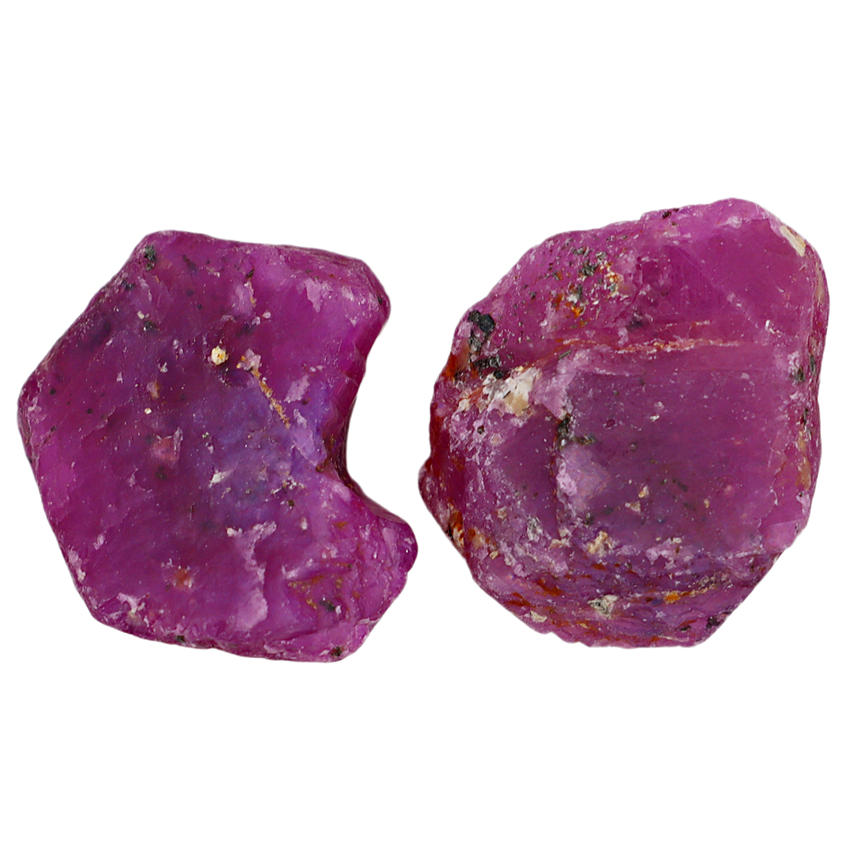 62.45 Carats Red Ruby - 2 Uncut Pieces