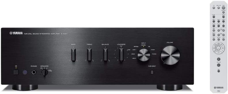YAMAHA A-S301 2-Channel Integrated, 60 W Stereo Amplifier, Black.