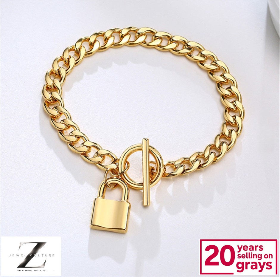 18k Gold Plated Miami Cuban Link Charm Bracelet