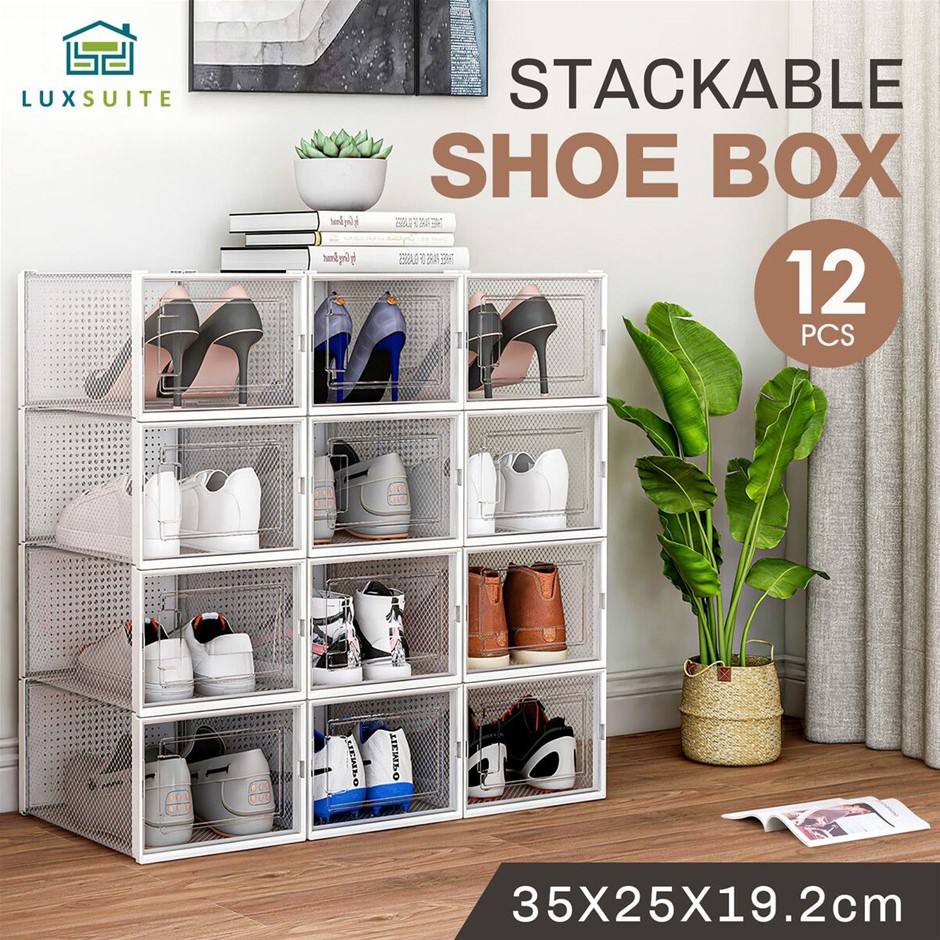 12PCS Extra Large Clear Shoe Storage Boxes Stackable Sneaker Display