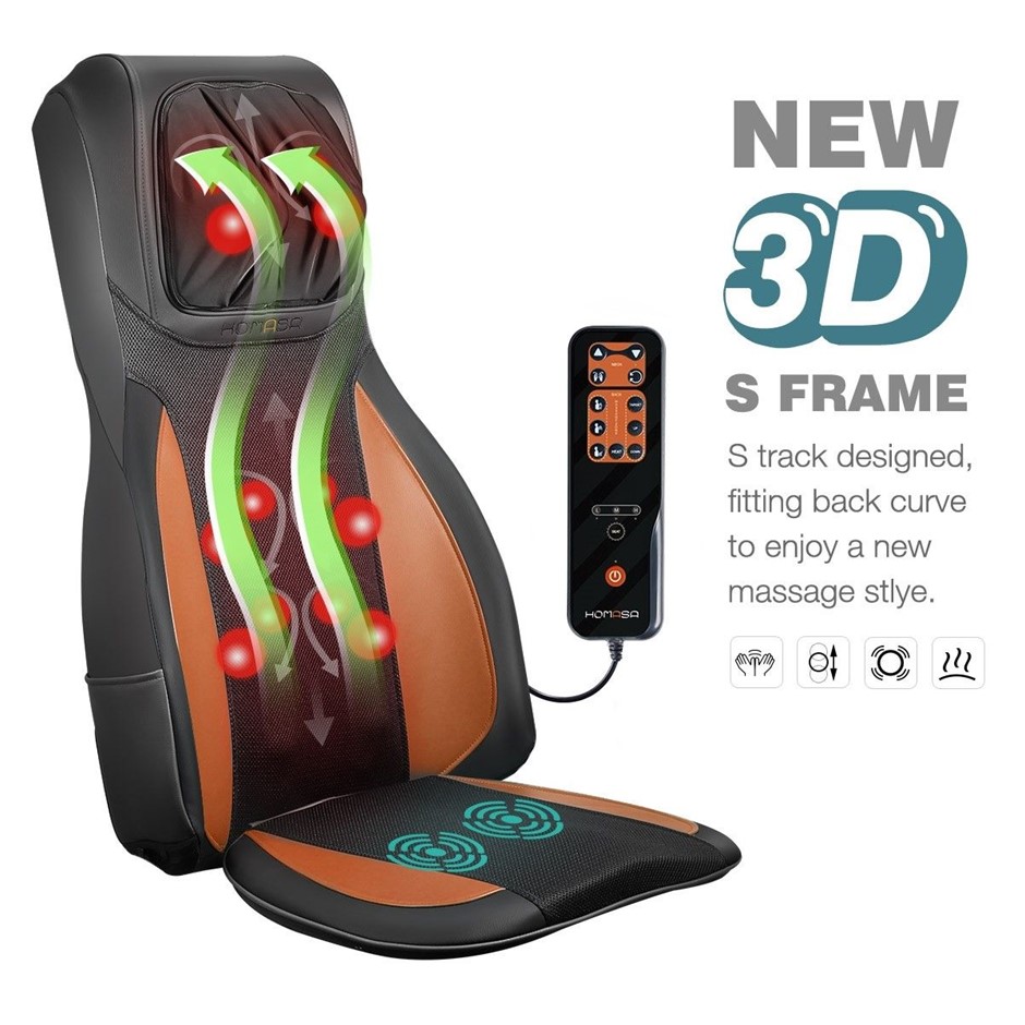 Shiatsu Full Body Massage Cushion Neck Back Massager Car Seat Pad Orange