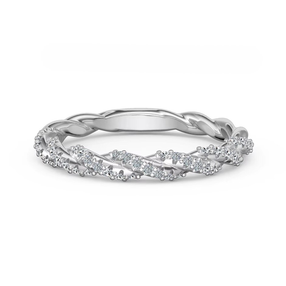 0.245ct Lab Created Moissanite 925 Sterling Silver Swirl Band Ring - Size 8