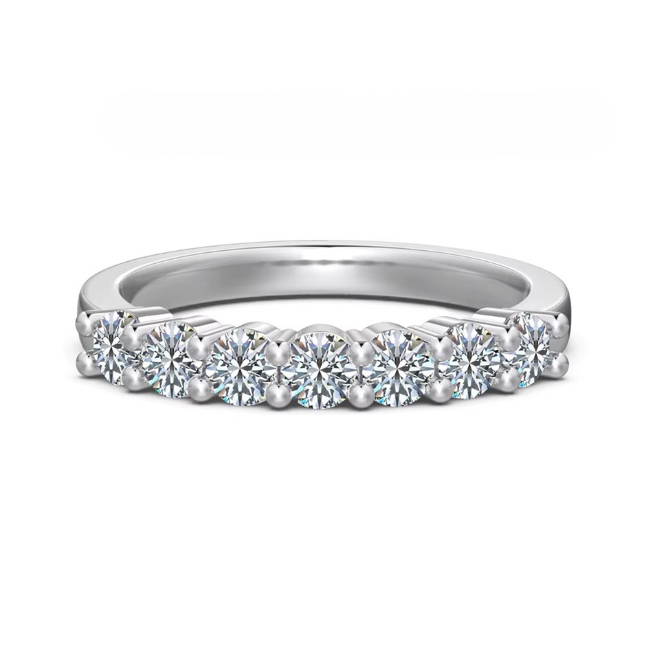 0.70ct Lab Created Moissanite 925 Sterling Silver Band Ring - Size 8