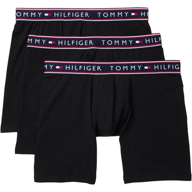 3-Pack TOMMY HILFIGER Men's Stretch Boxer Briefs, Size M, 95%Cotton, Black
