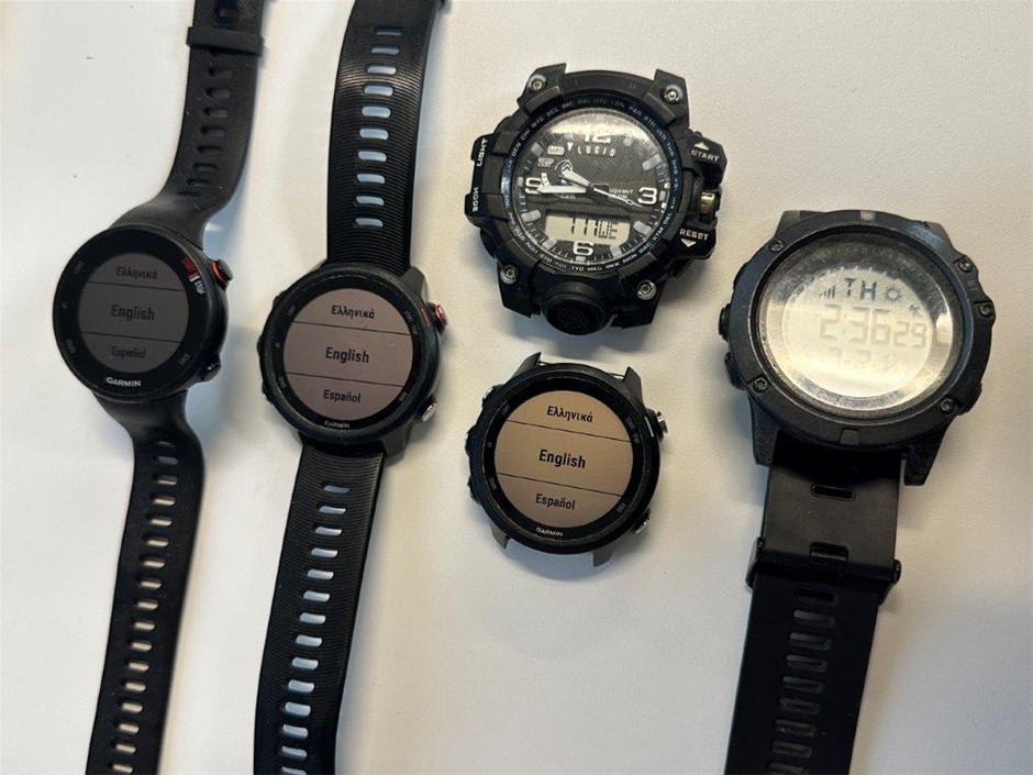 5 x Asstd. watch brands GARMIN, LUCID & UNCLE JACK