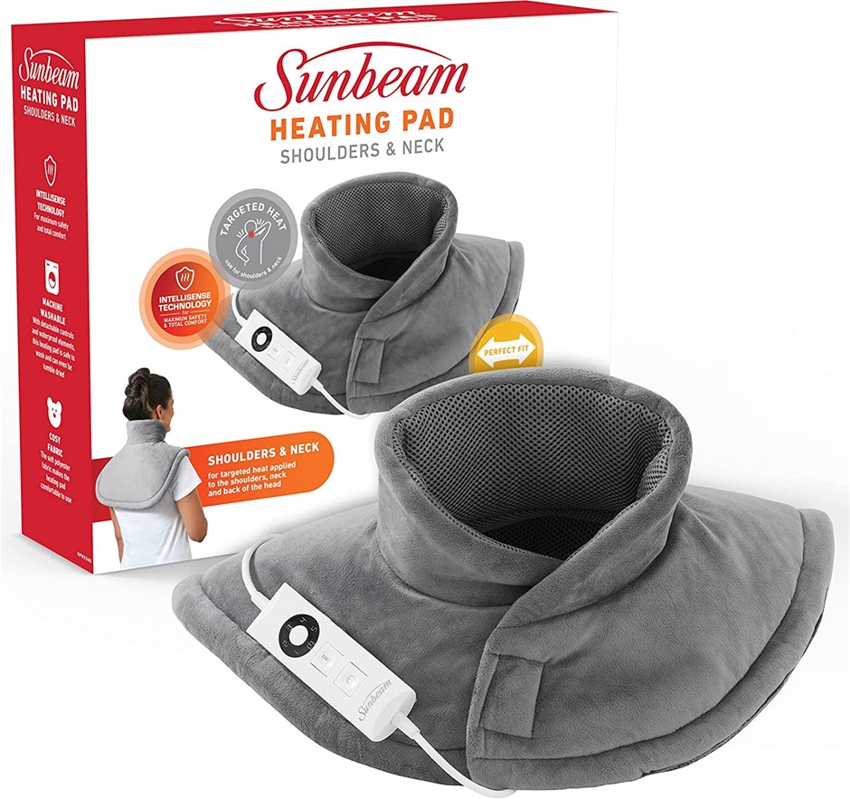 SUNBEAM Electric Heating Pad for Shoulders & Neck, 35.5 x 50cm, 5 Heat Sett