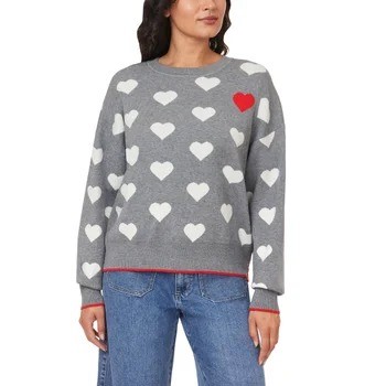 C&C CALIFORNIA Women's Sweater, Size XL, Grey Heart.