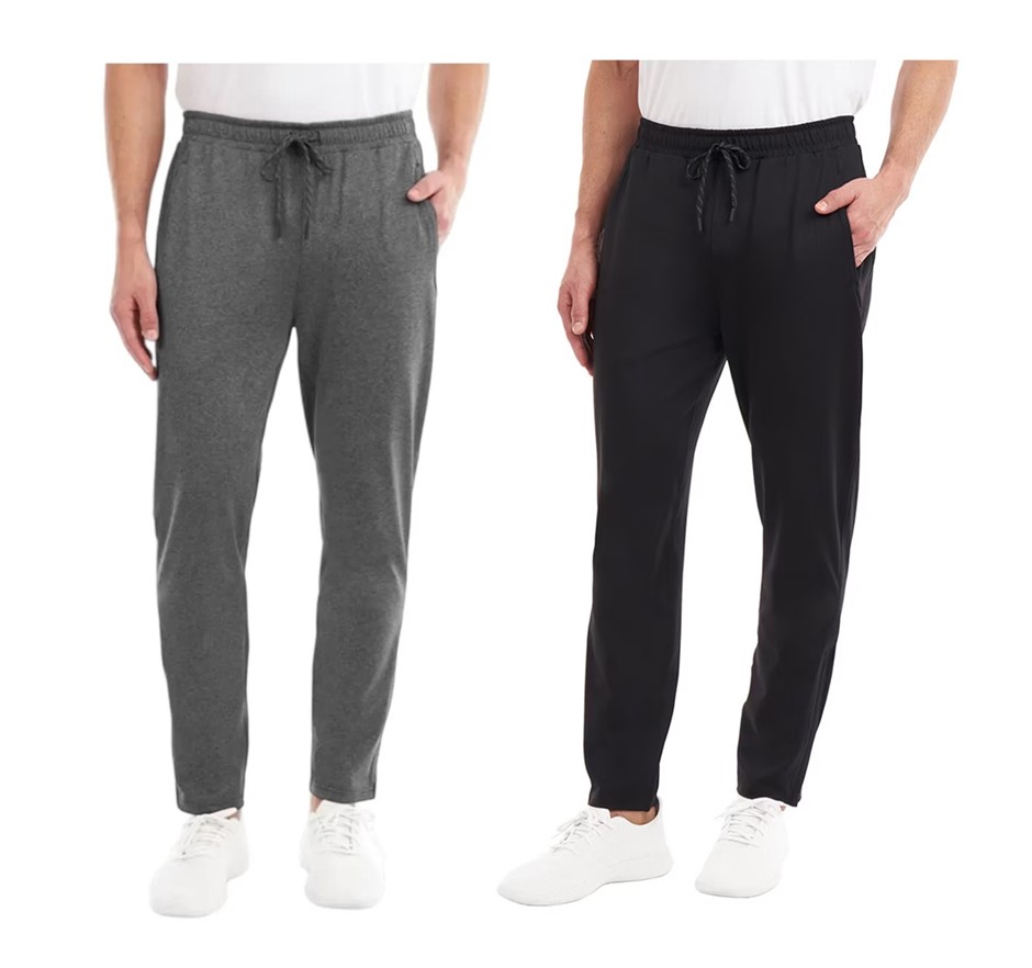 2 x KSIGNATURE Men's Active Pants, Size M, Grey & Black, 7771465. NB: each