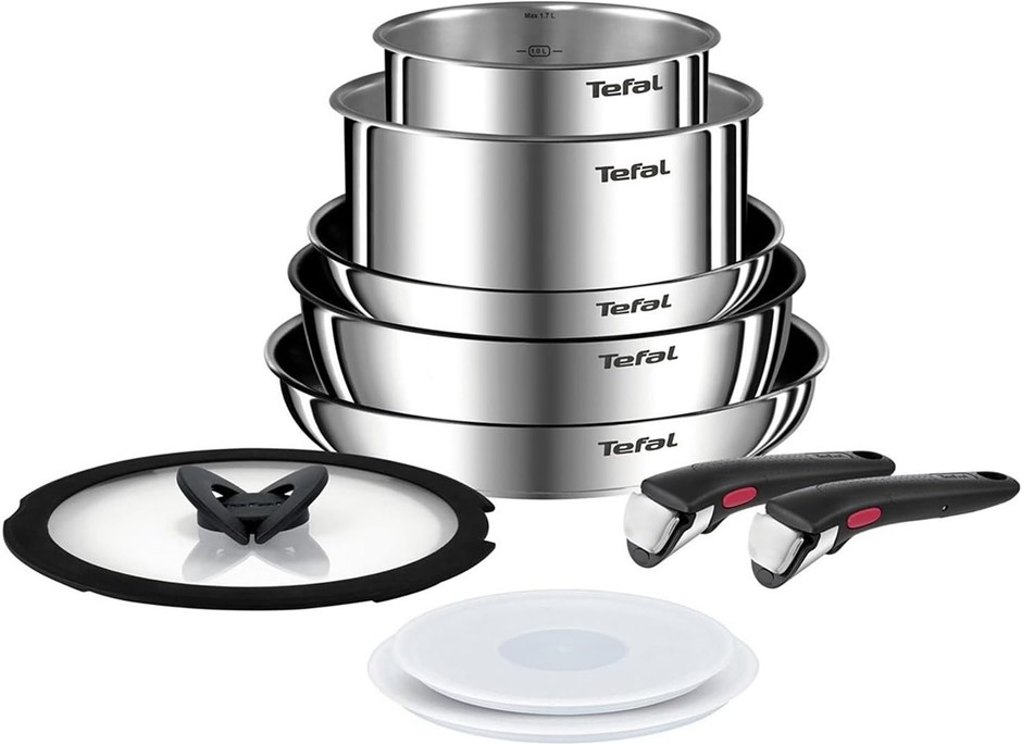 TEFAL  Ingenio Emotion 10 Piece Stainless Steel Induction Compatible Pan Se