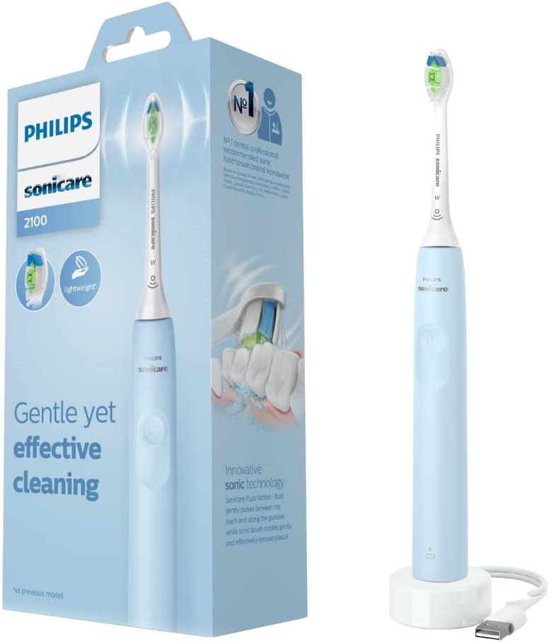 2 X PHILIPS Sonicare 2100 Electric Toothbrush, Light Blue, HX3651/32. NB: H