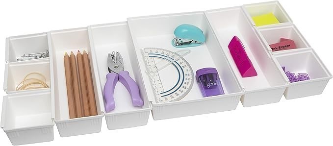 DIAL INDUSTRIES Interlocking Drawer Organizer Set, 10 Trays.