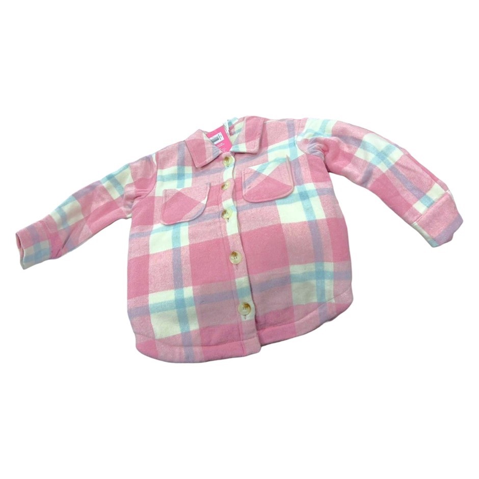 OCEANBREAK Girls' Sherpa-Lined Shacket, Size 3-4, Pink. NB: faint shop soil
