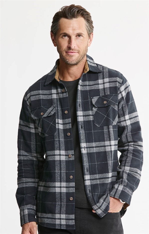 ACHS Men's Shirt & Thermal Pack, Size XL, Incl: Flannel & Crew Thermal, Bla