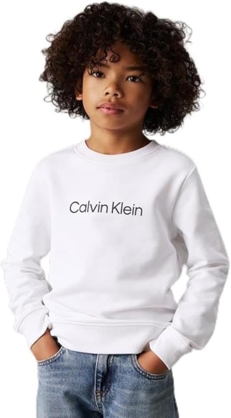 CALVIN KLEIN Kid's Logo Sweatshirt, Size 4, Bright White, IU0IU00680. RRP: