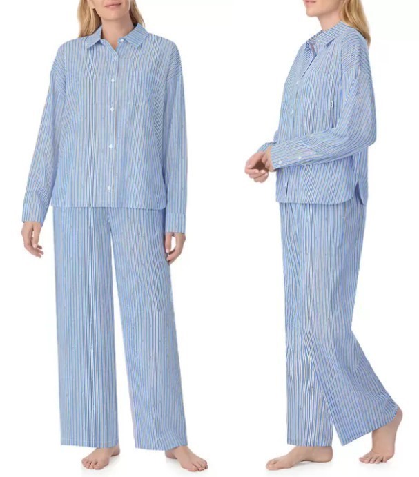 DKNY Women's 2pc Cotton Blend PJ Set, Size XL, Blue. Buyers Note - Discoun