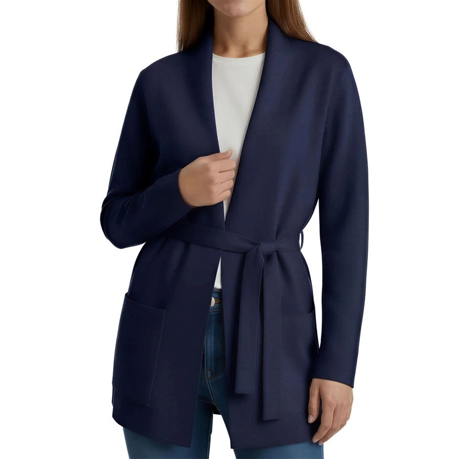 COMO VINTAGE Women's Belted Cardigan, Size XS, Navy. Buyers Note - Discoun