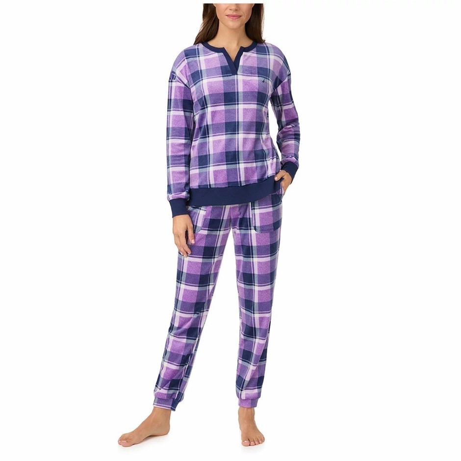 NAUTICA Women's 2pc Fleece Sleep Set, Size 2XL, Purple.  Buyers Note - Disc