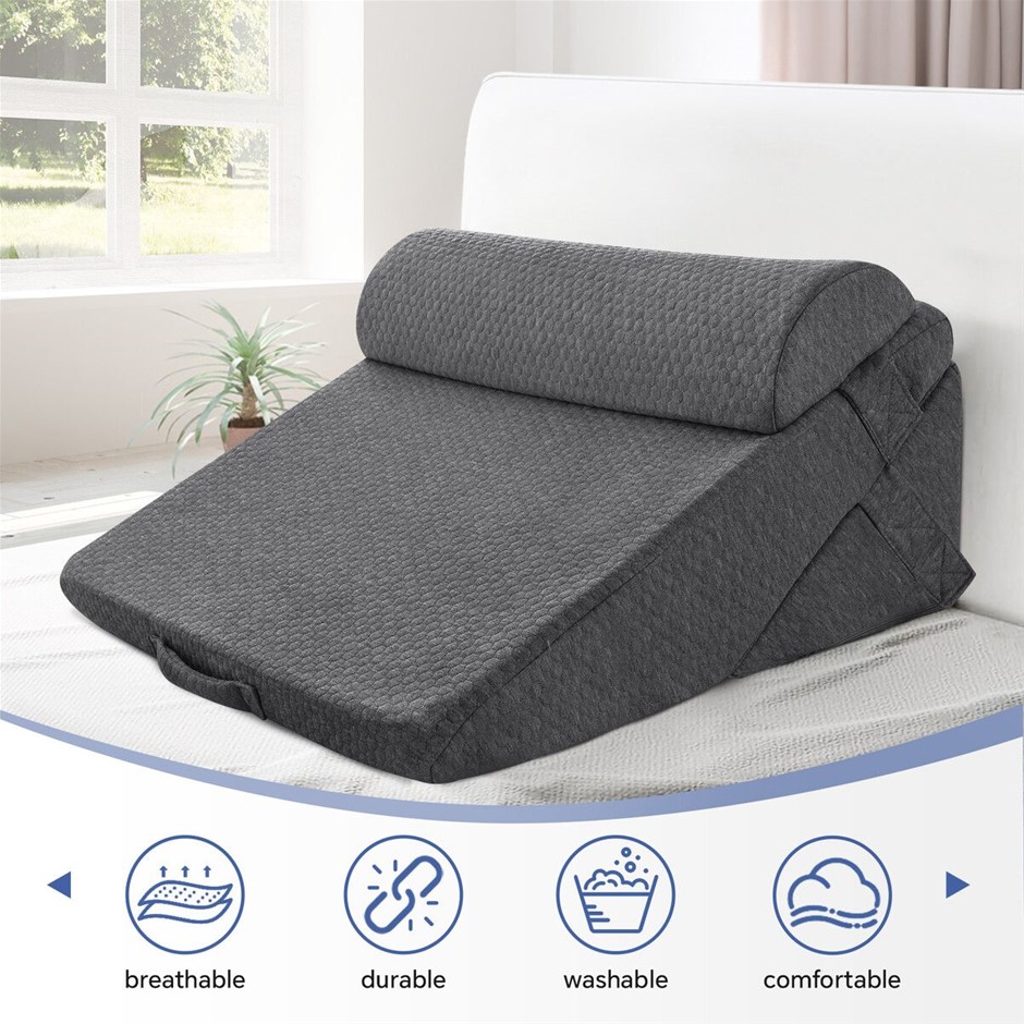 Cooling Gel Memory Foam Wedge Support Pillow Set Adjustable Cotton Cover