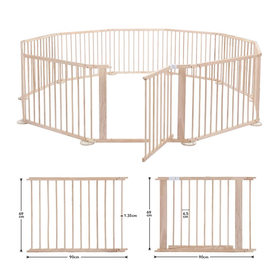 Kidbot 10 Panel Kids Wooden Playpen Foldable Safety Activity Centre