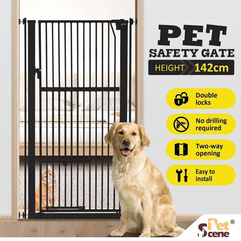 Retractable Extra Tall Pet Safety Gate Walk Through Door 75-85cm Width