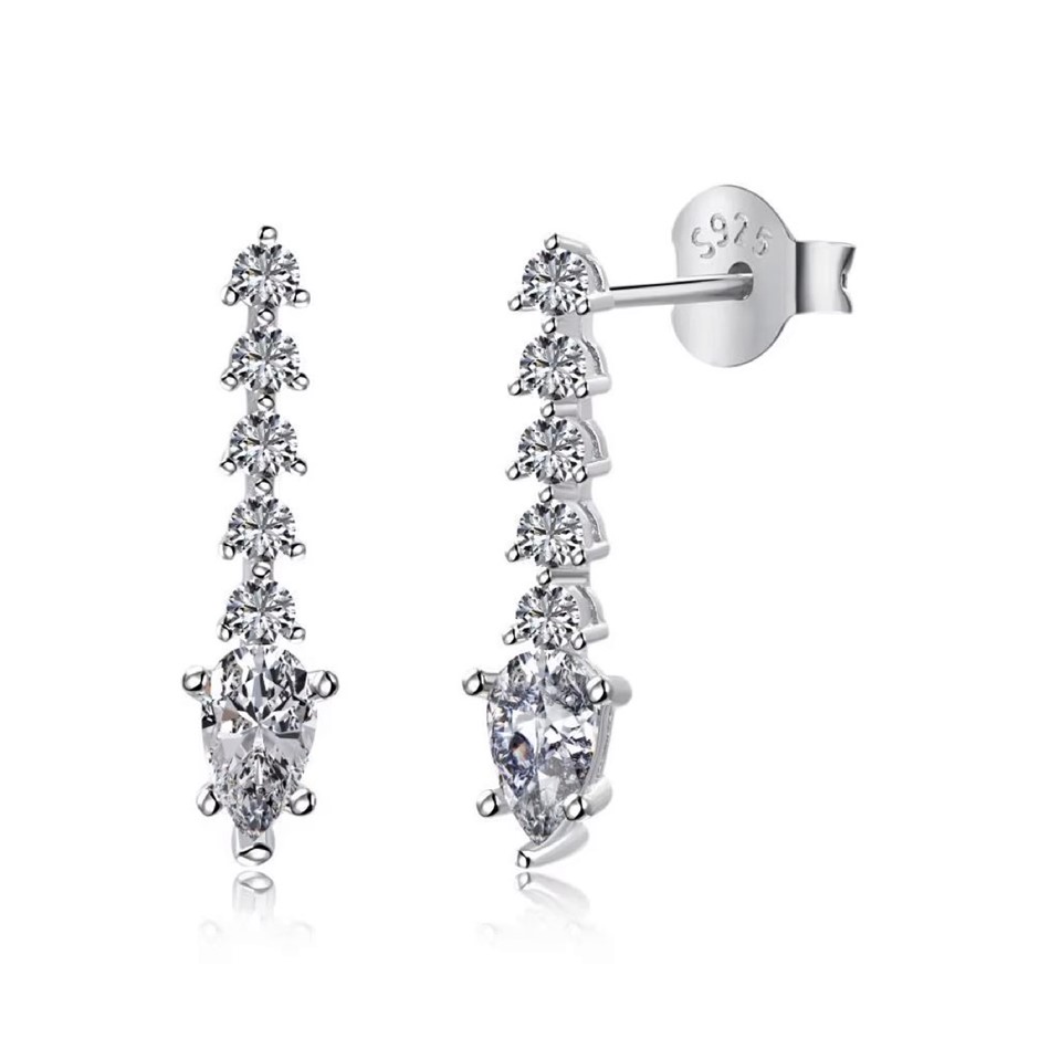 Pear 925 Sterling Silver 5A Cubic Zirconia Drop Earrings