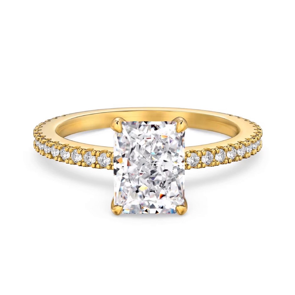 2ct Rectangle 8A Cubic Zirconia 925 Silver Ring - Size 7