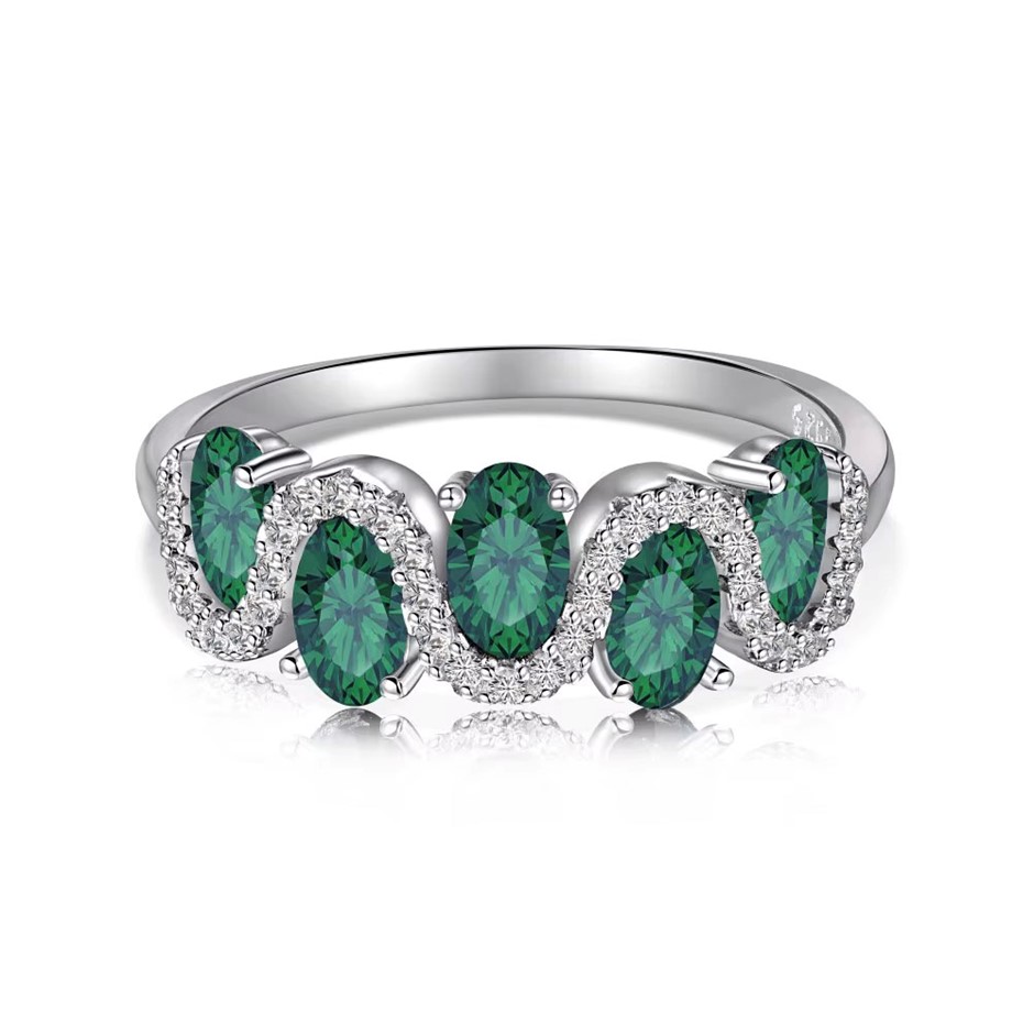 0.25ct Wave Shape 5A Cubic Zirconia 925 Sterling Silver Ring - Size 7